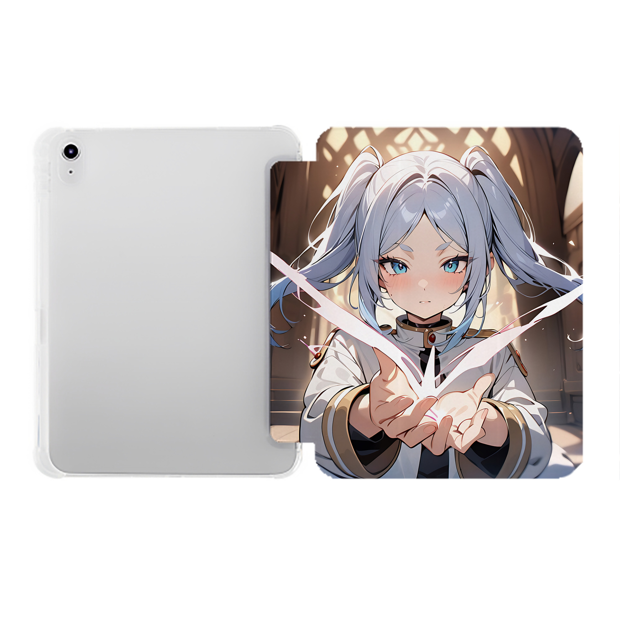 （画像用） 葬送のフリーレン Frieren IPad ケース ペン収納付き 三つ折りスタンド PUレザー×シリコン 対応機種9.5/10.5/10.9インチ